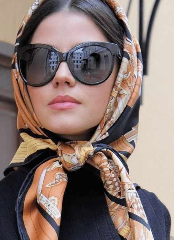 Vintage head scarf with sunglasses