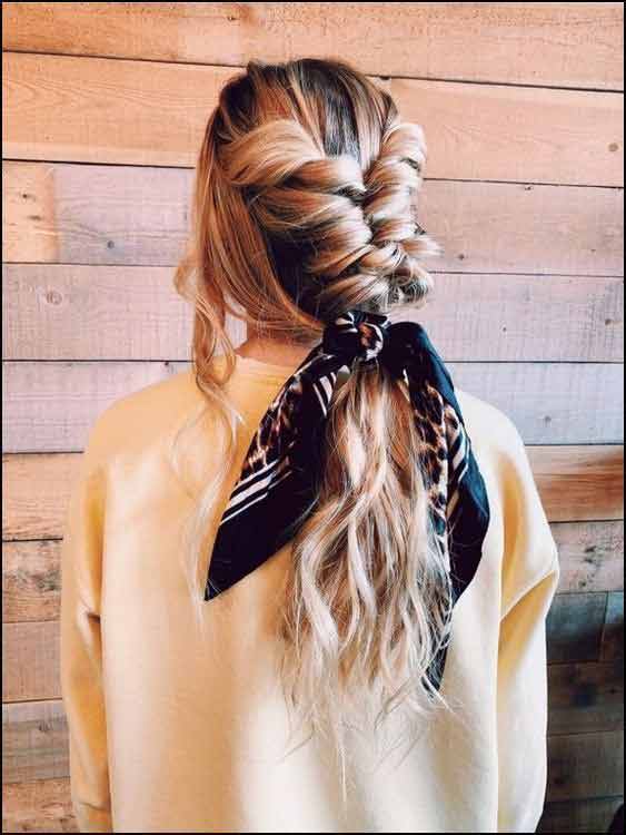 Braided head scarf style