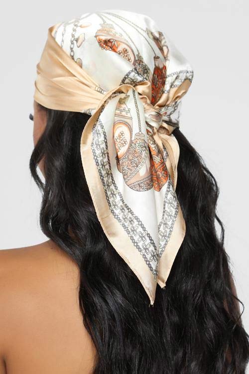 Silk head scarf hairstyle