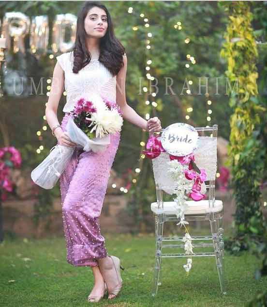 Pink and white bridal shower dress