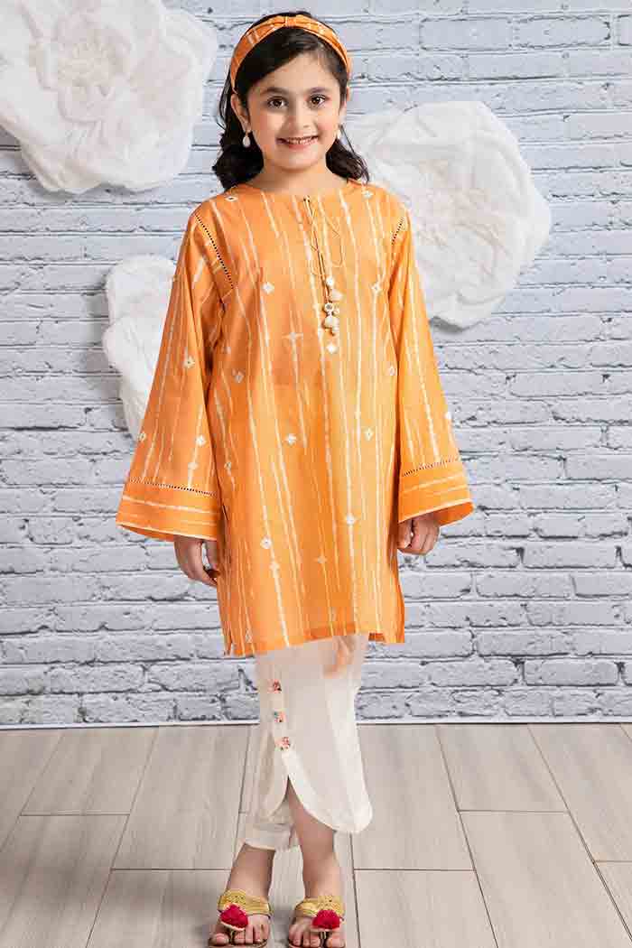 Peach kurta with tulip trousers for ladli