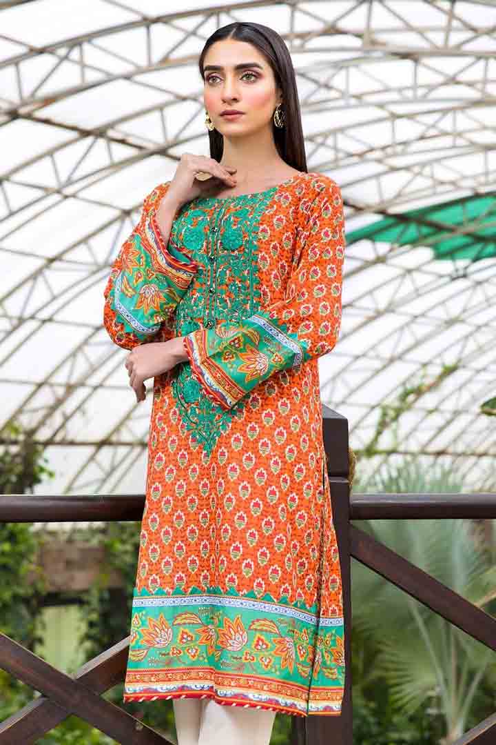 Warda unstitched orange dress