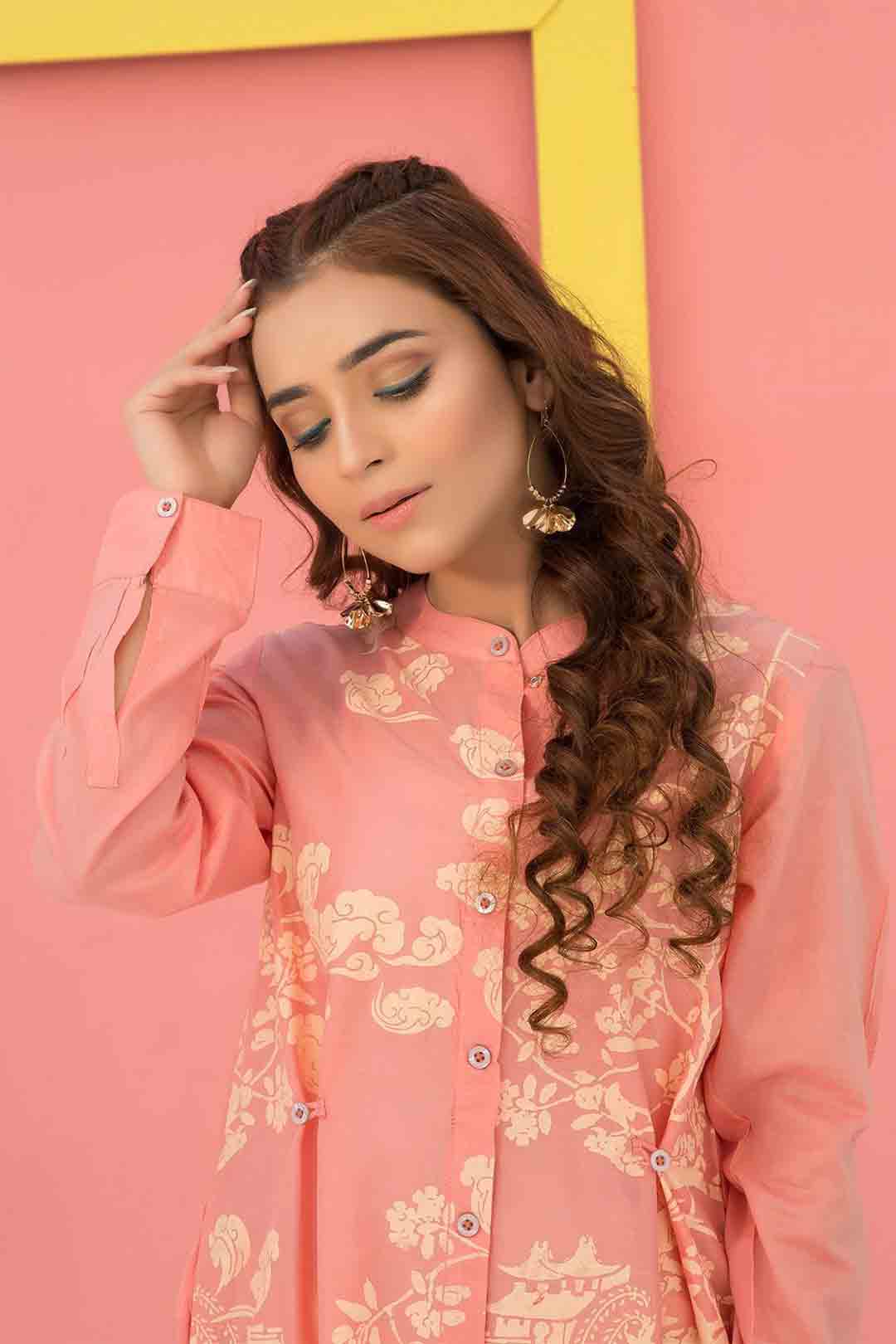 Warda peach lawn shirt