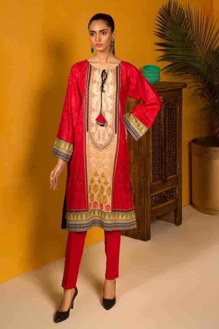 Warda unstitched red suit 