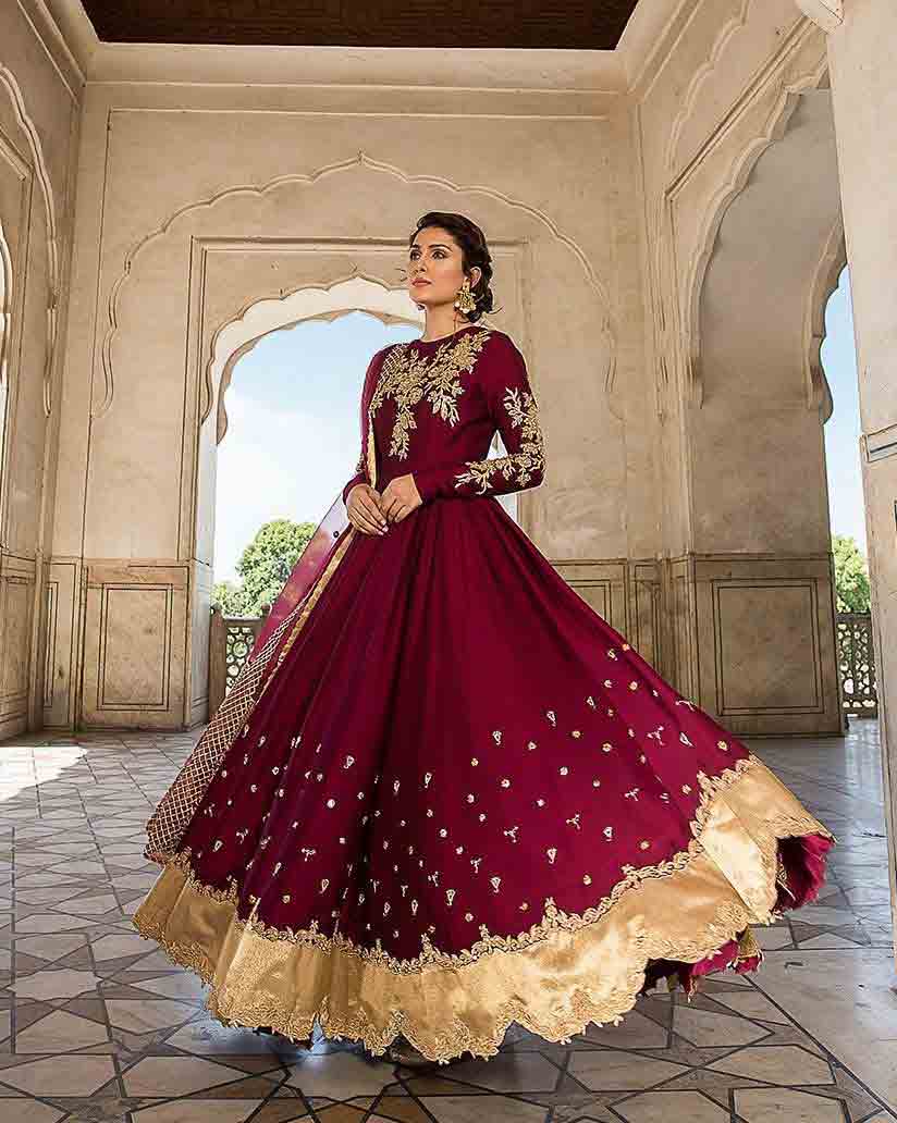 Maroon pishwas frock