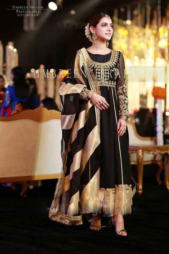 Black and golden pishwas wedding frock