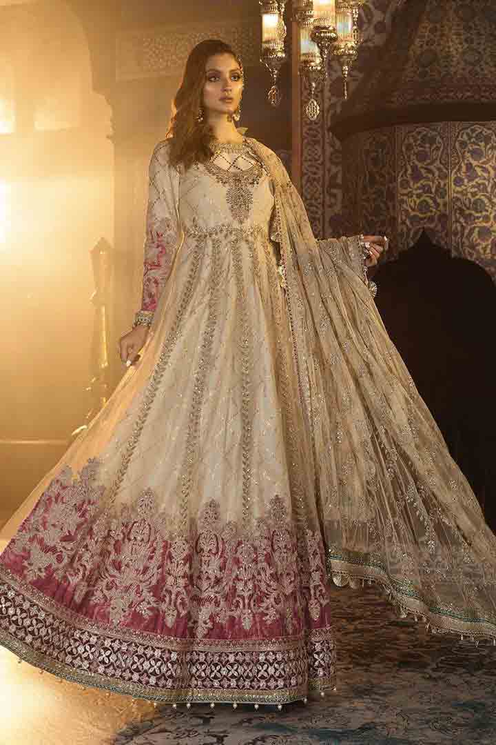 White anarkali wedding frock