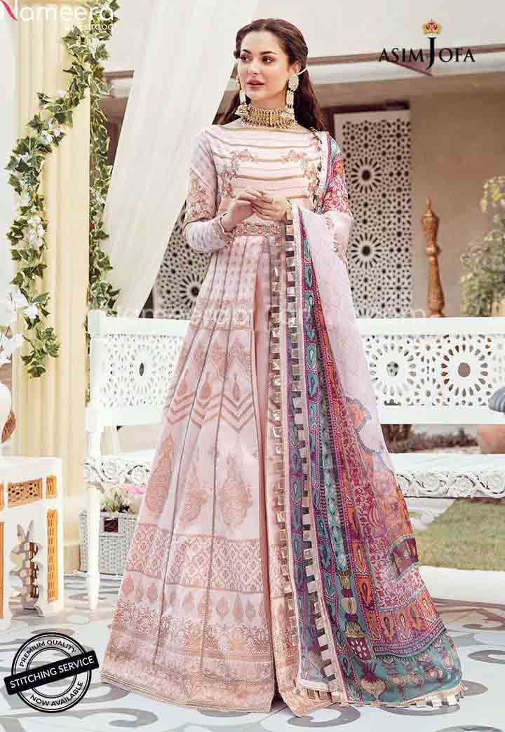 Hania malik in light pink anarkali frock