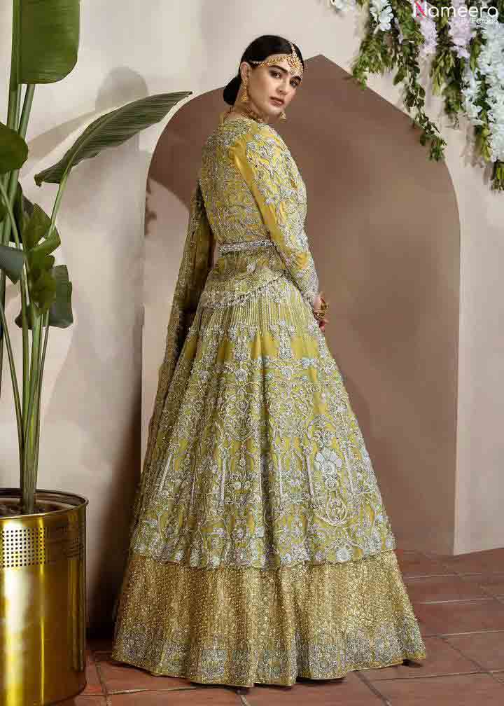 Light green wedding frock flared style