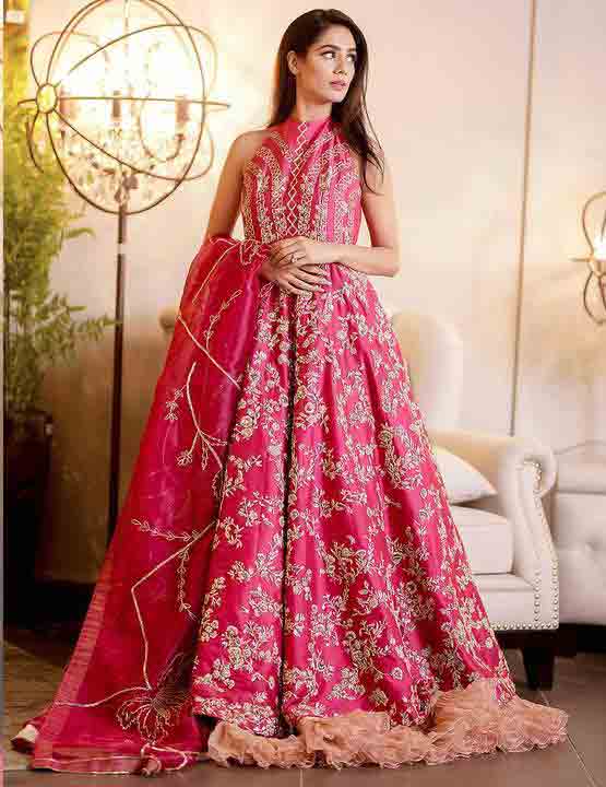 Pink flared frock for wedding