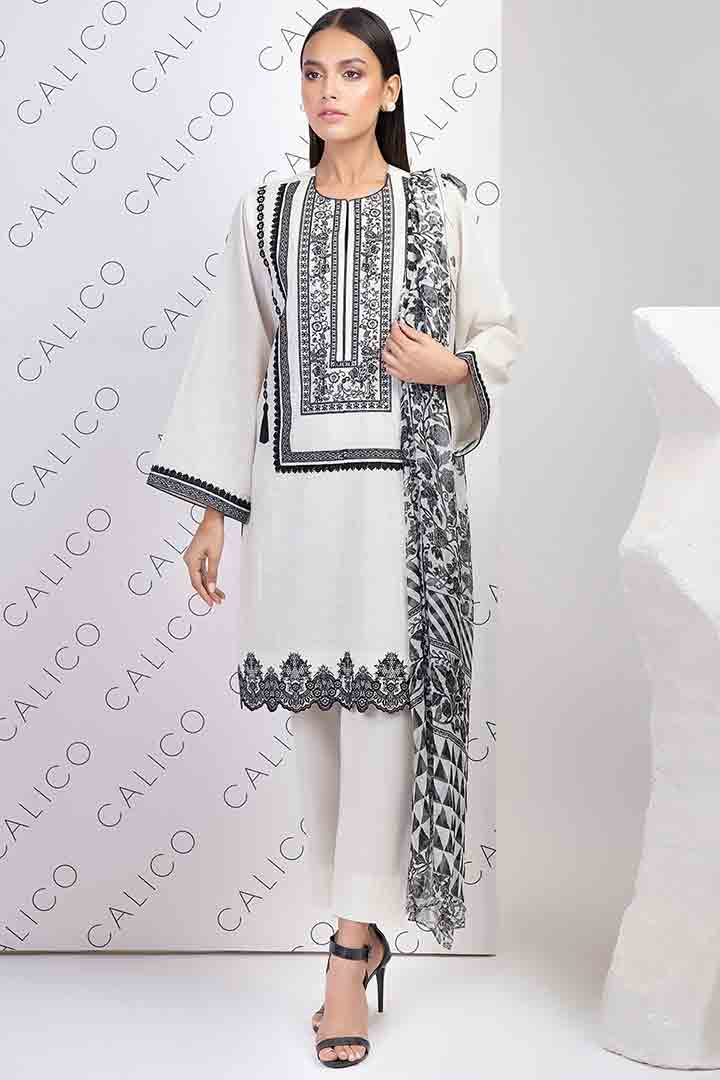 Black and white eid dress by Alkaram studio