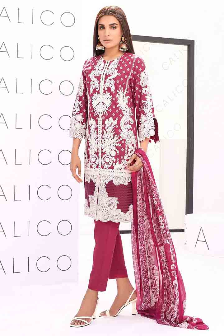 Alkaram red and white eid dress