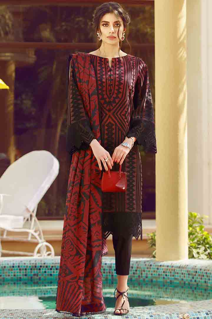 Latest red and black eid dress