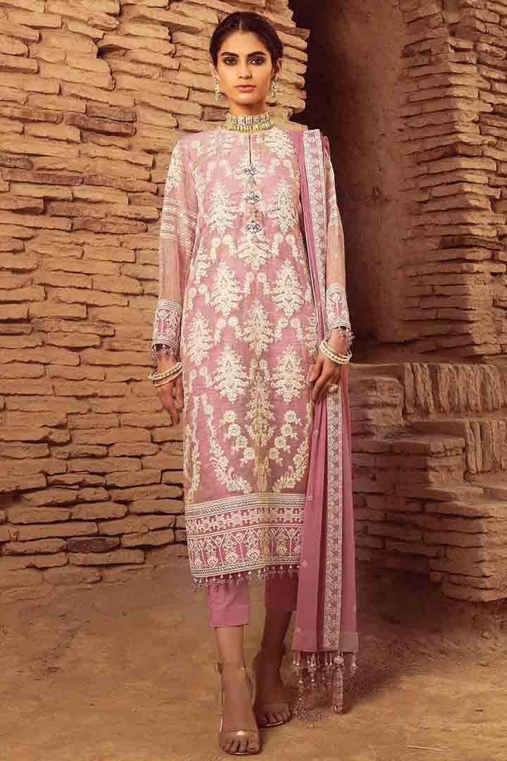 Pink three piece suit by Alkaram