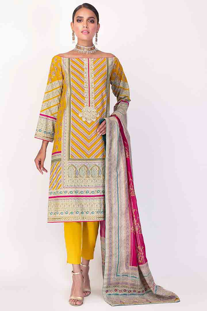 Alkaram yellow Eid dress