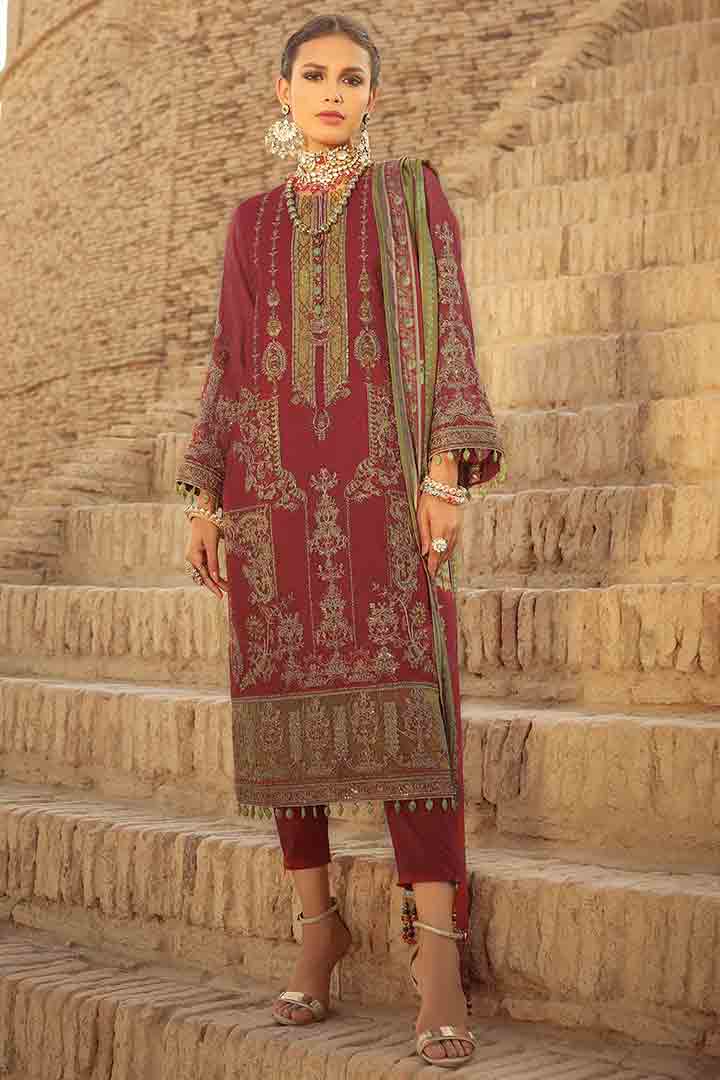 Alkaram unstitched red dress