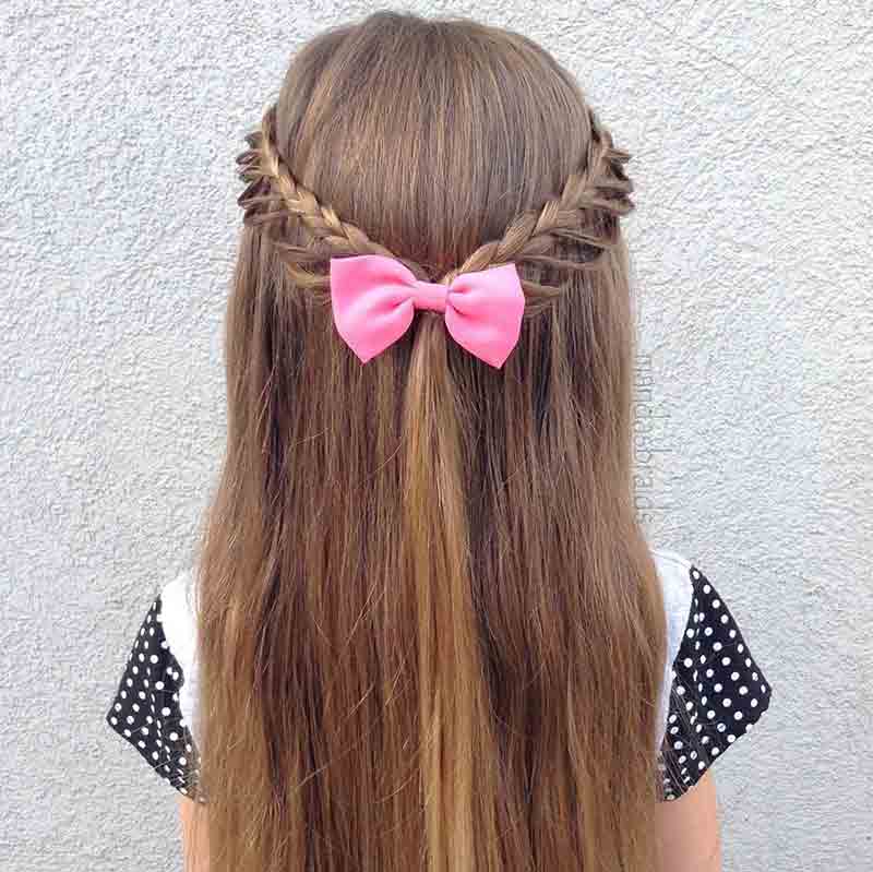 Braid with bow hairstyle for medium hair