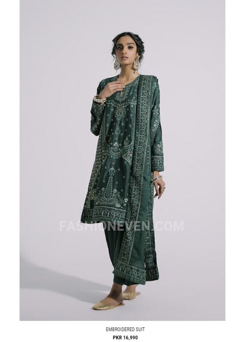 Ethnic dark green dress for eid