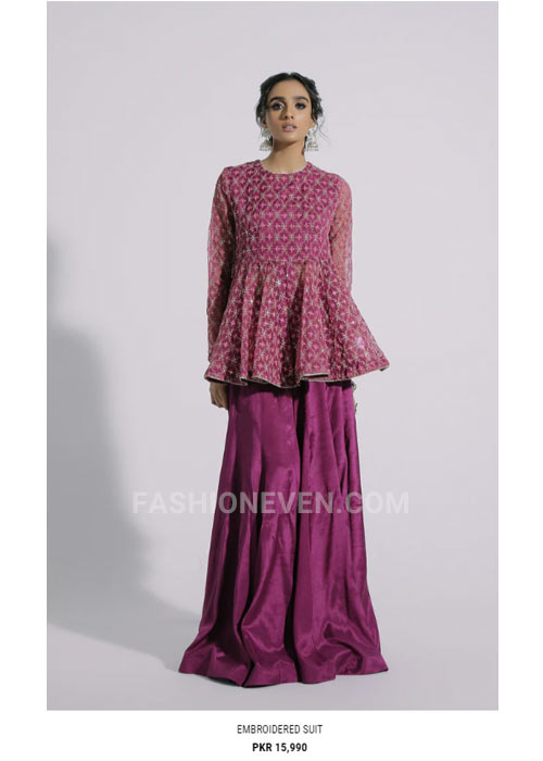 Ethnic purple short frock with sharara