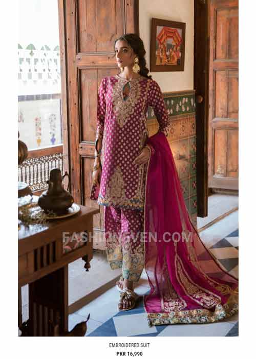 Ethnic pink embroidered dress for eid