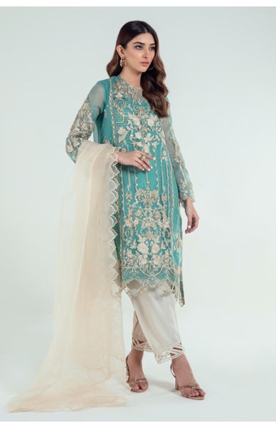 Sana Safinaz green and white dress for Eid