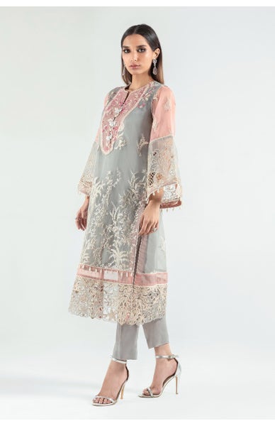 Sana Safinaz pink and grey dress for eid