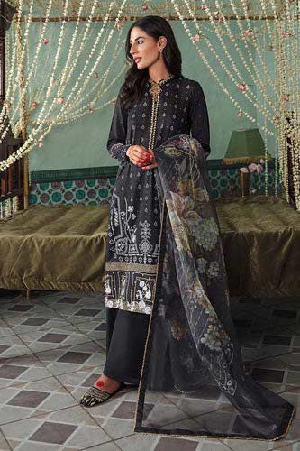 Crossstitch black eid dress with organza dupatta