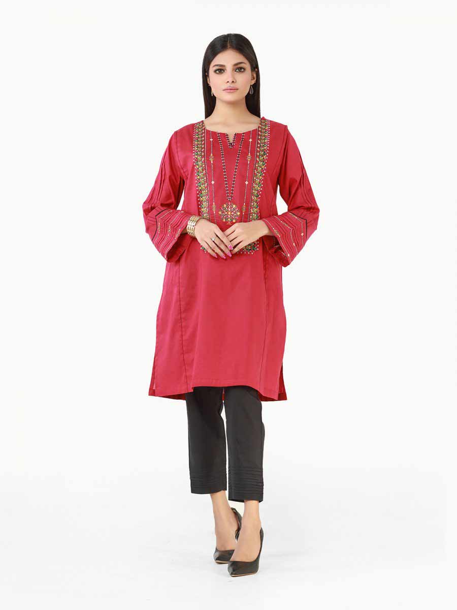 Embroidered red shirt for girls