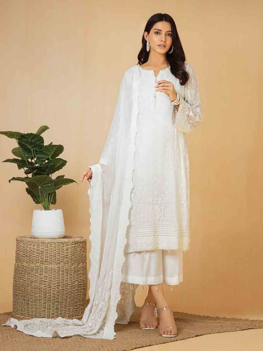 Edenrobe white dress for eid