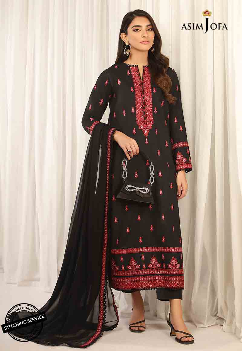 Asim Jofa black and red winter dress