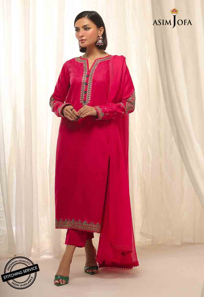 Asim Jofa shocking pink dress for winter