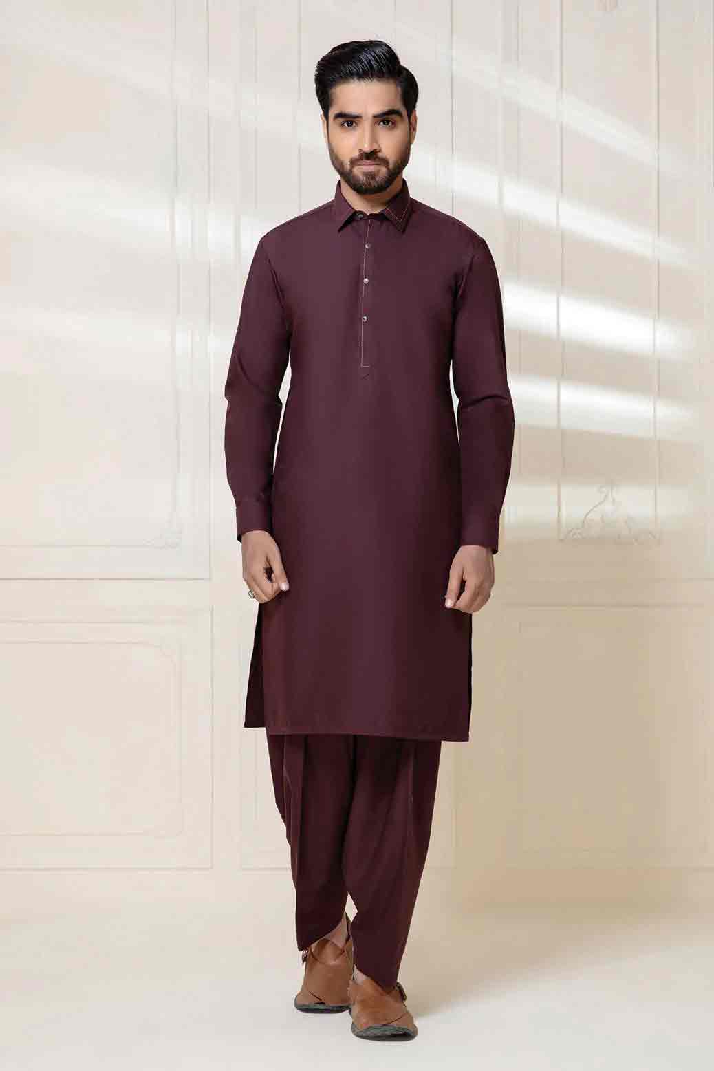 Purple kameez shalwar for men