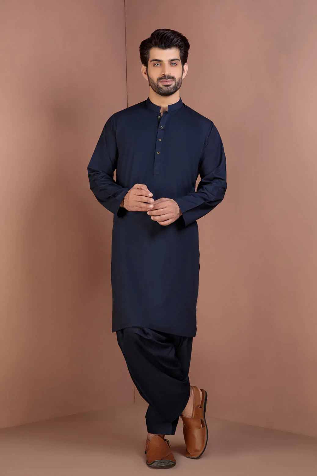 Bonanza navy blue kameez shalwar