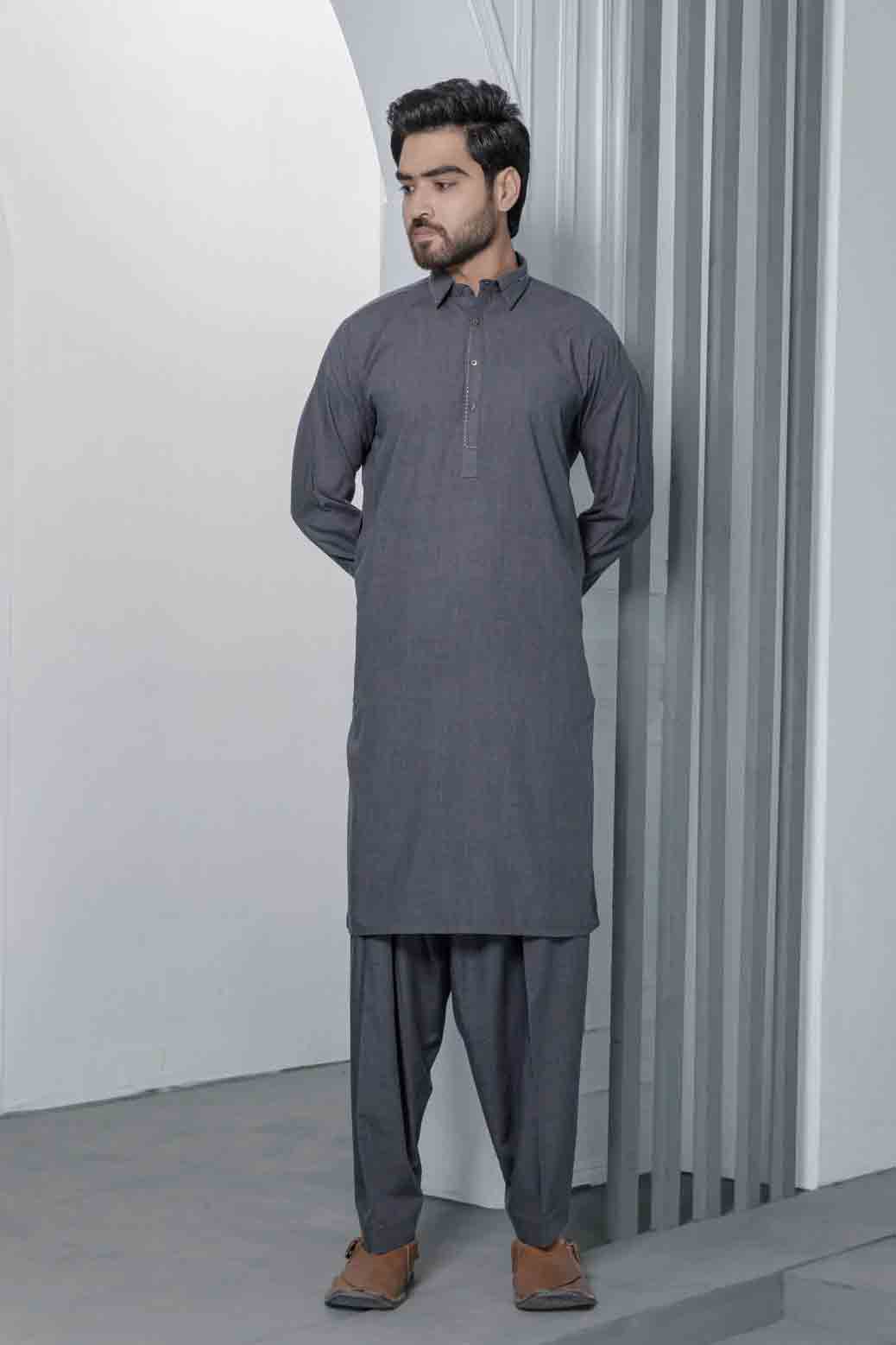 Grey kameez shalwar for men