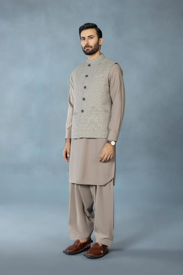 Gray waistcoat with kurta