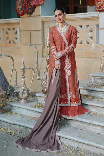 Qalamkar brown winter dress