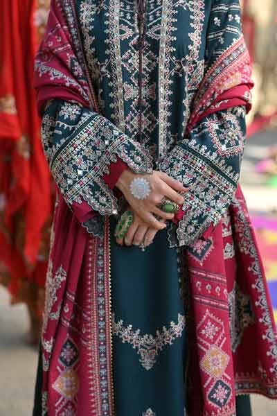 Qalamkar heavily embroidered suit