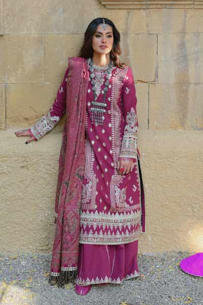 Magenta winter dress design for women 