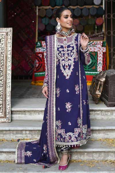 Qalamkar blue embroidered dress