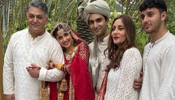 Sajal Ali with husband her mother and father in laws