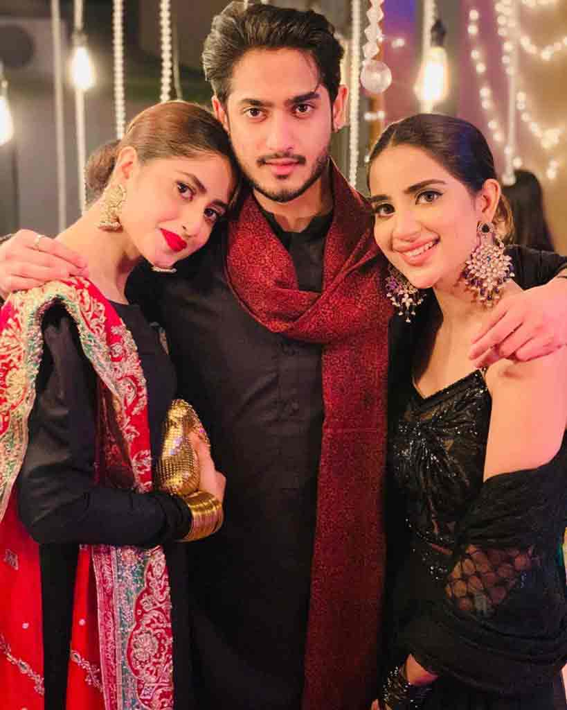 Sajal Ali with sister Saboor and brother