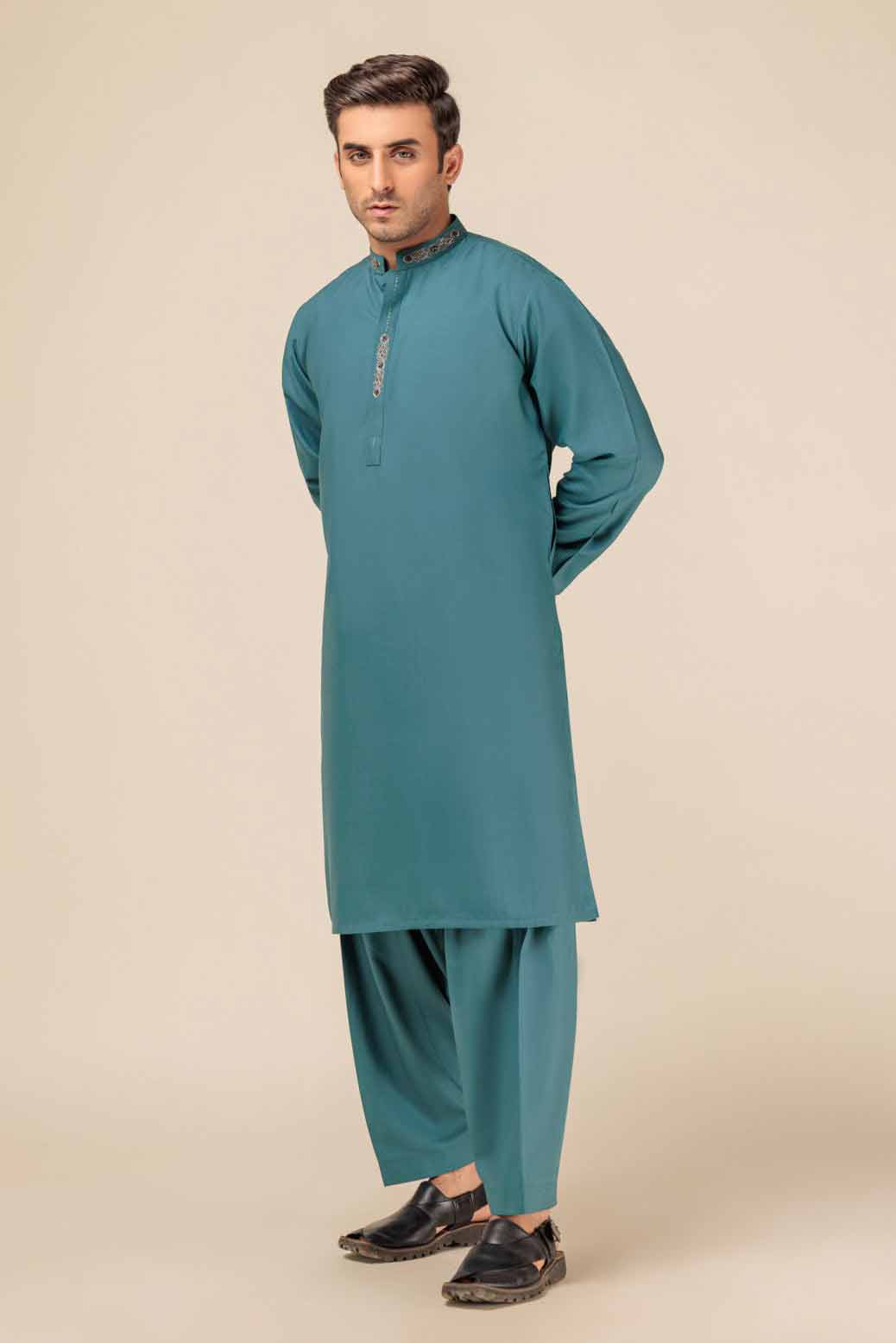 Blue kurta shalwar for men