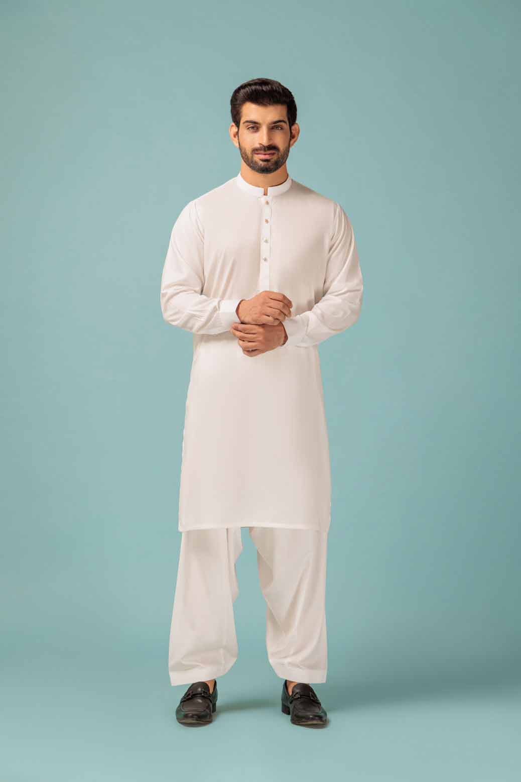Bonanza white shalwar suit for men