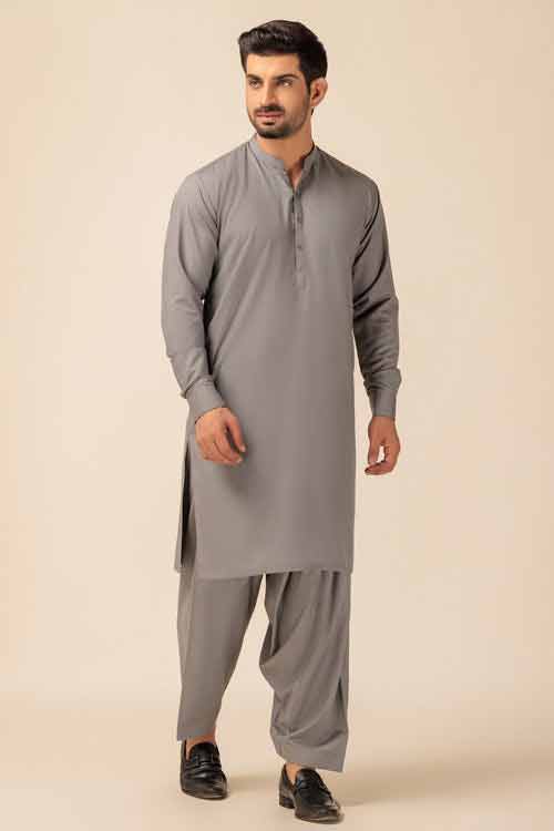 Bonanza light grey shalwar suit for winter
