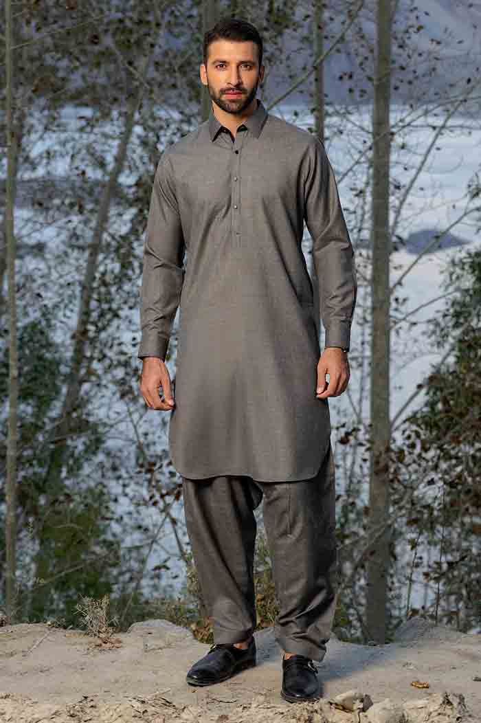 Diners grey shalwar kameez for men