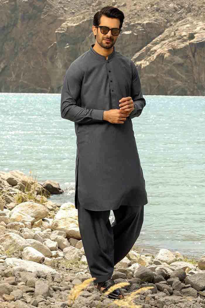 Diners dark grey wash and wear shalwar kameez