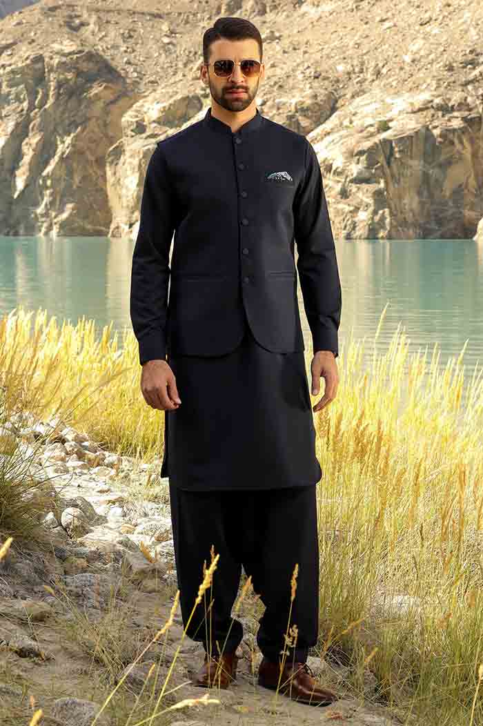 Diners black shalwar kameez for winter