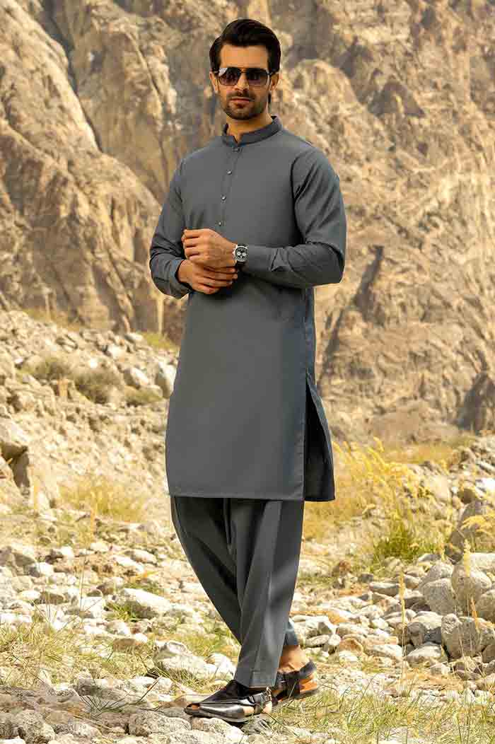 Diners grey shalwar kameez for winter