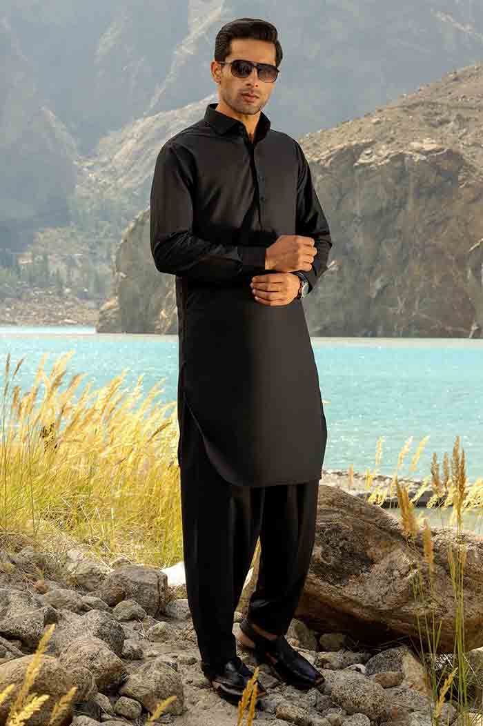 Diners black kurta shalwar for winter