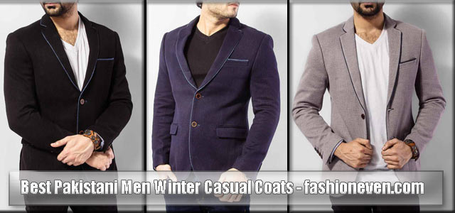 Blue black and grey winter casual coats for men in Pakistan 2018